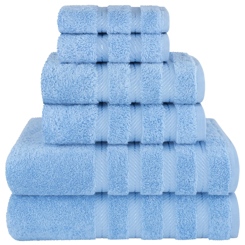 American Soft Linen 6 Piece Turkish Cotton Bath Towel Set - Sky Blue