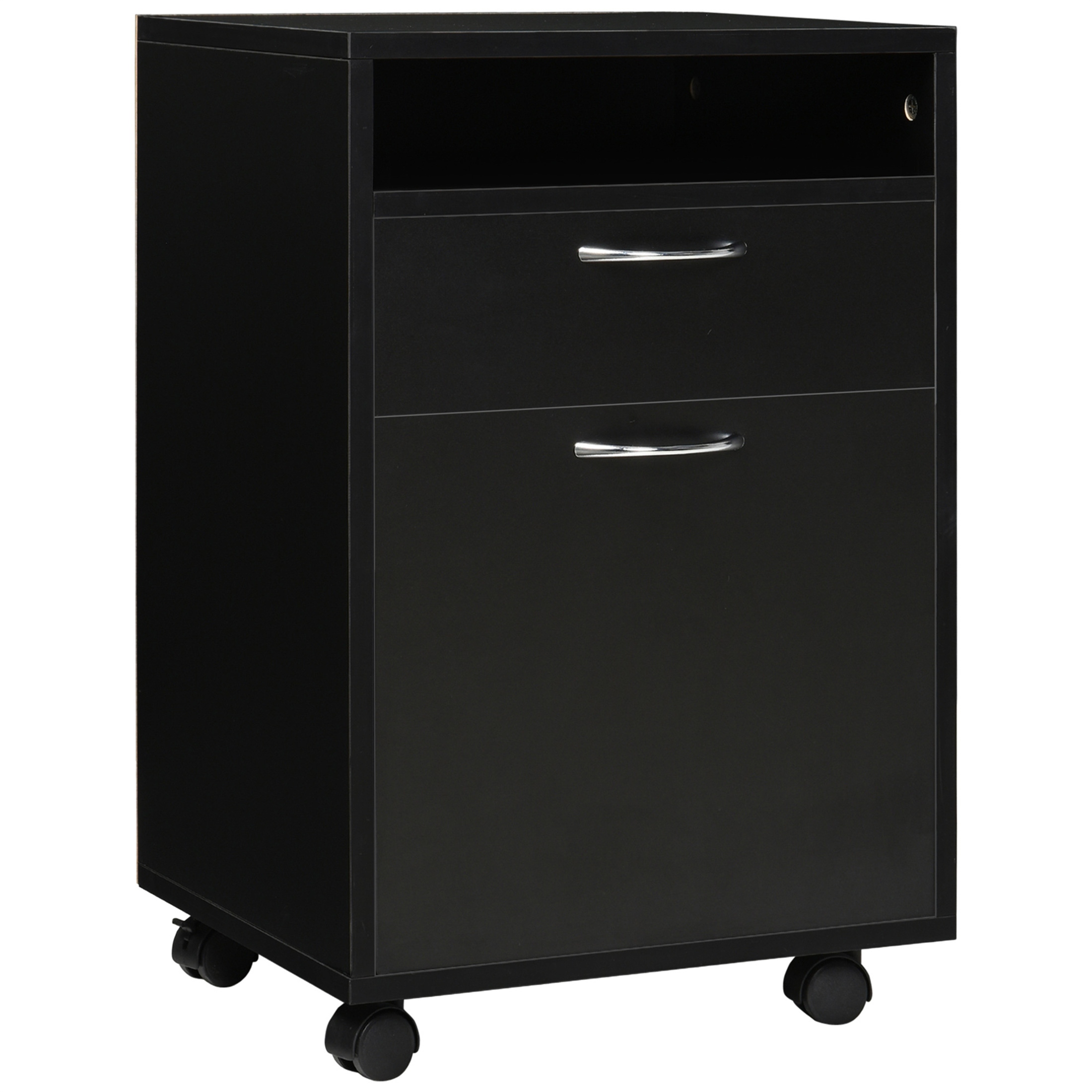 Mobile Storage Cabinet Organizer with Drawer and Cabinet - Black