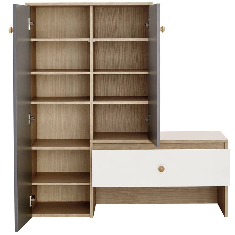 Multi-functional Shoe Storage Cabinet with Adjustable Shelves for 12 Pairs Entryway Shoe Storage with Shoe Bench