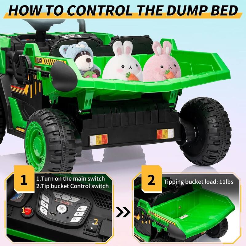 24v 2-Seater Kids Ride on Dump Truck Toy with Remote Control for Kids Best Gifts
