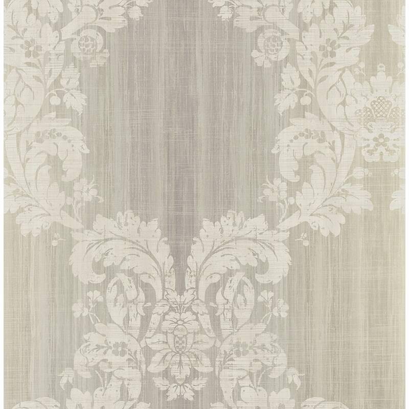 Seabrook Designs Aldeno Leaf Ogee Unpasted Wallpaper - 20.5 in W x 33 ft. L - Metallic Smoke & Lavender