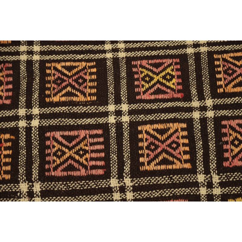 Hand Woven Oriental 100% Wool Carpet Southwestern Tribal Multi-Colored Kilim Runner Rug - 9' 1'' X 4' 2''