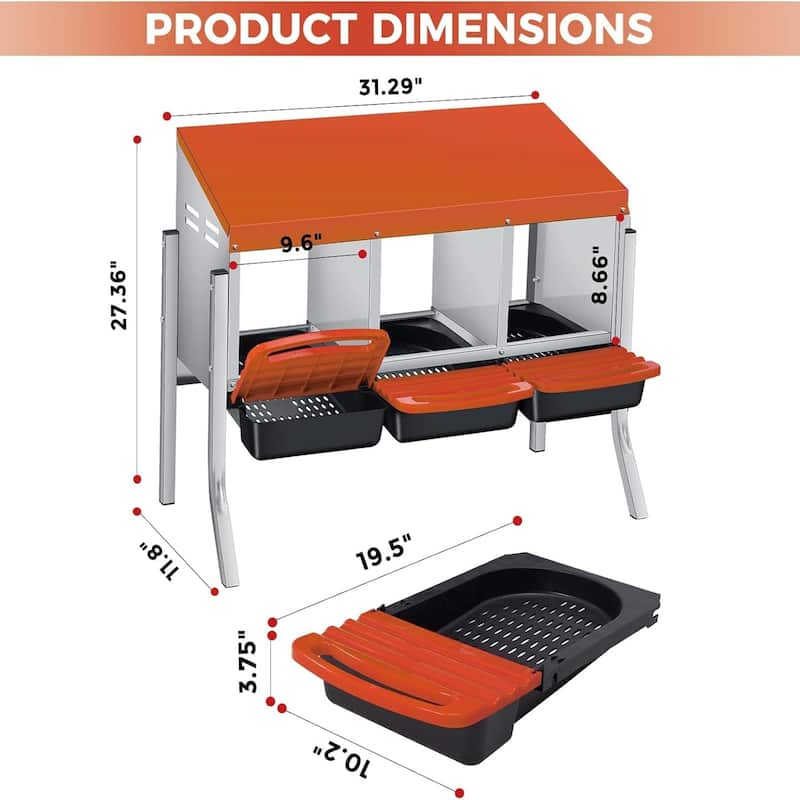 Roll-Away Nesting Boxes for Chickens Coop with Perch