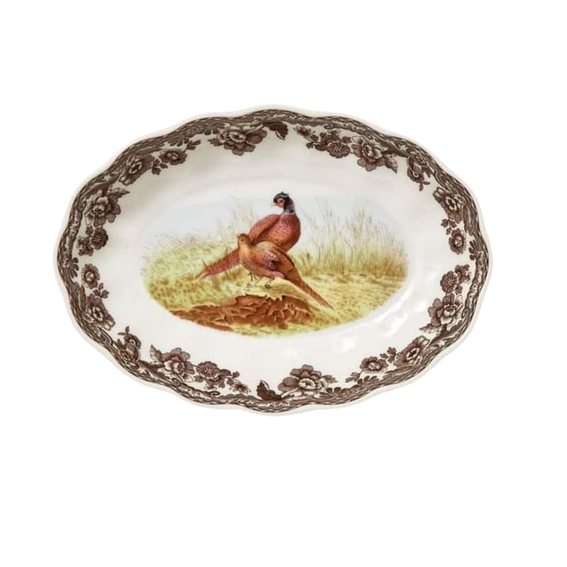 Spode Woodland Oval Fluted Dish - Pheasant