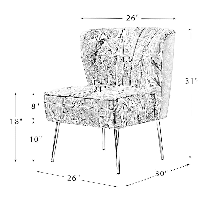 Almira Contemporary Upholstered Armless Side Chair with Tufted Back Set of 2 by HULALA HOME