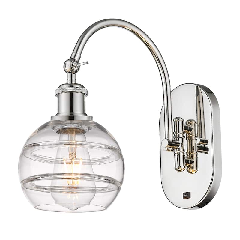 Innovations Lighting 518-1W-11-6 Rochester Sconce Rochester 11" Tall - Polished Nickel / Clear