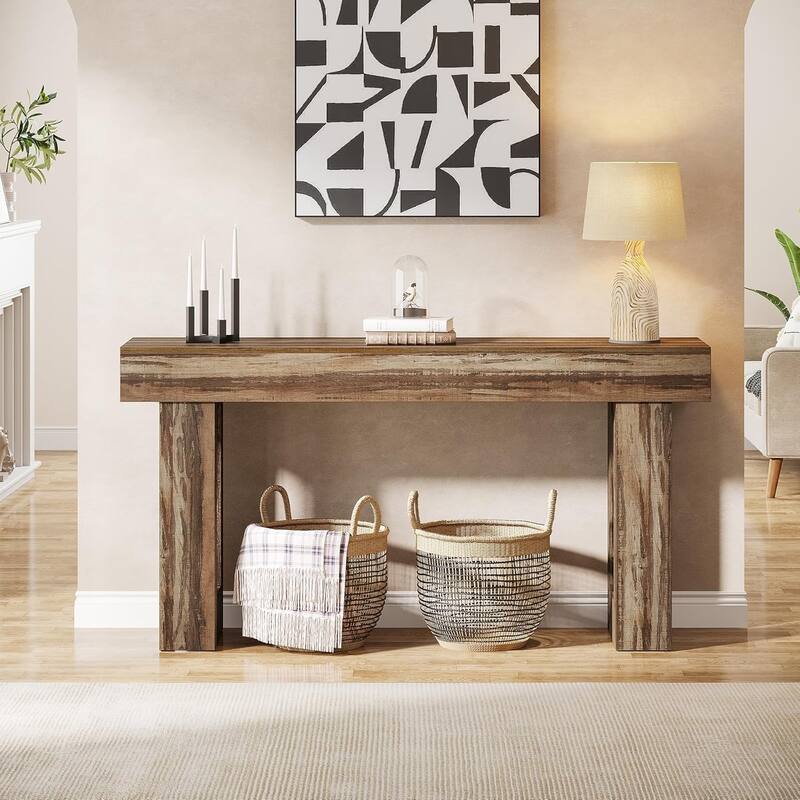 63" Wooden Console Table, Rectangular Sofa Table for Behind Couch, Entryway, HallwayLiving Room
