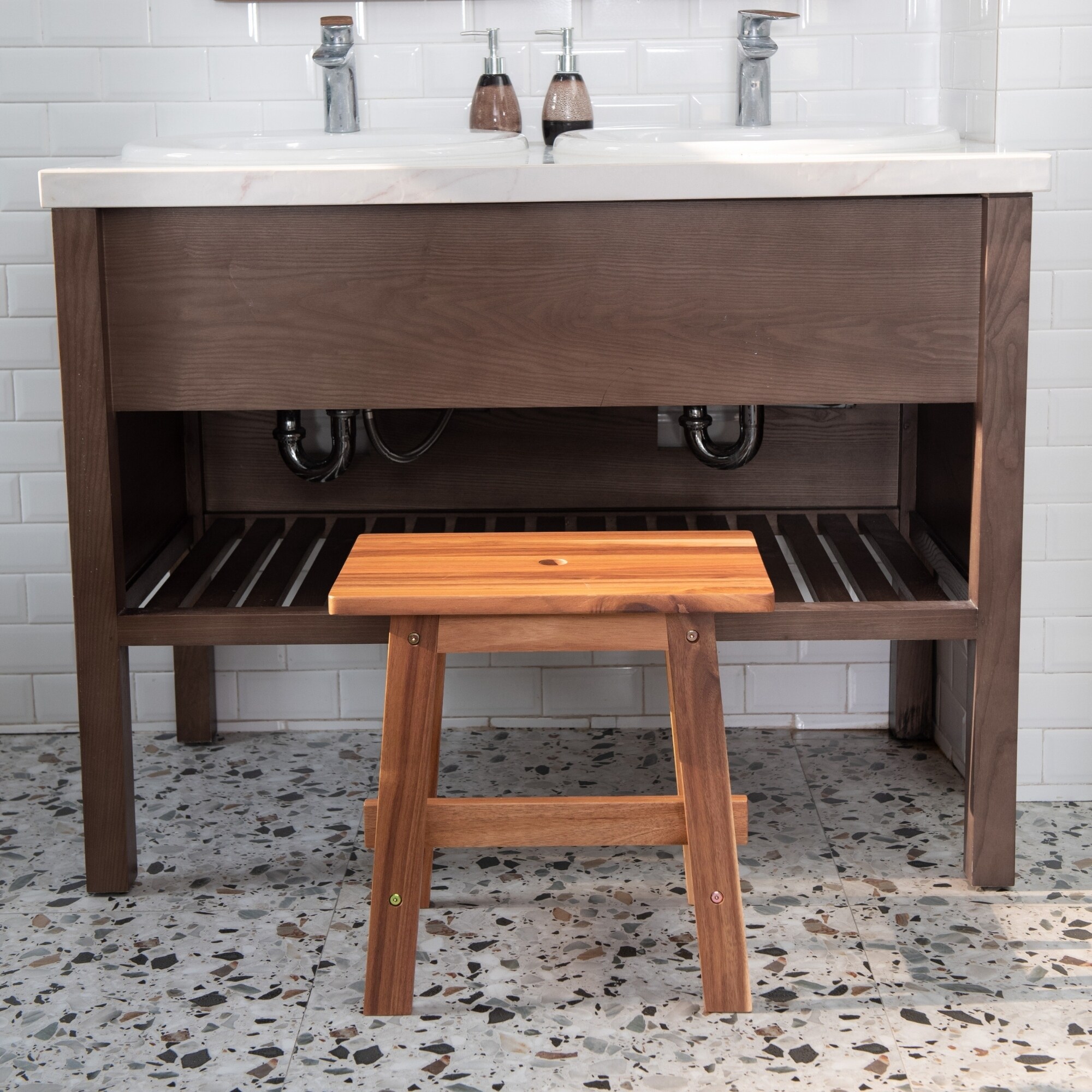 Rectangular Acacia Wood Stool for Living Room Bathroom 17.7 D x 11.4 W x 17.5 H Bed Bath Beyond 38397177