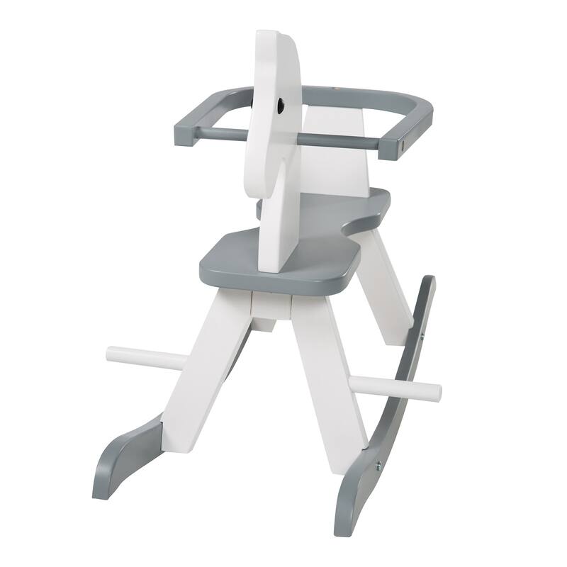Roba Wooden Rocking Horse, White & Gray Solid Wood Lacquered, For 12+ Months