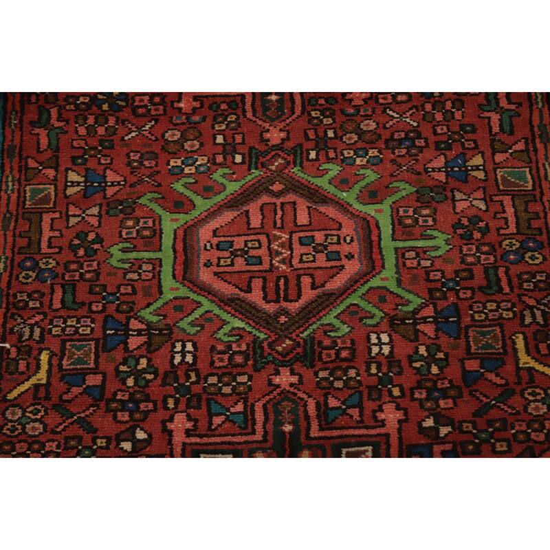 Hand Knotted Oriental 100% Wool Carpet Traditional Tribal Oranges & Rust Gharajeh Runner Rug - 9' 4'' X 2' 7''