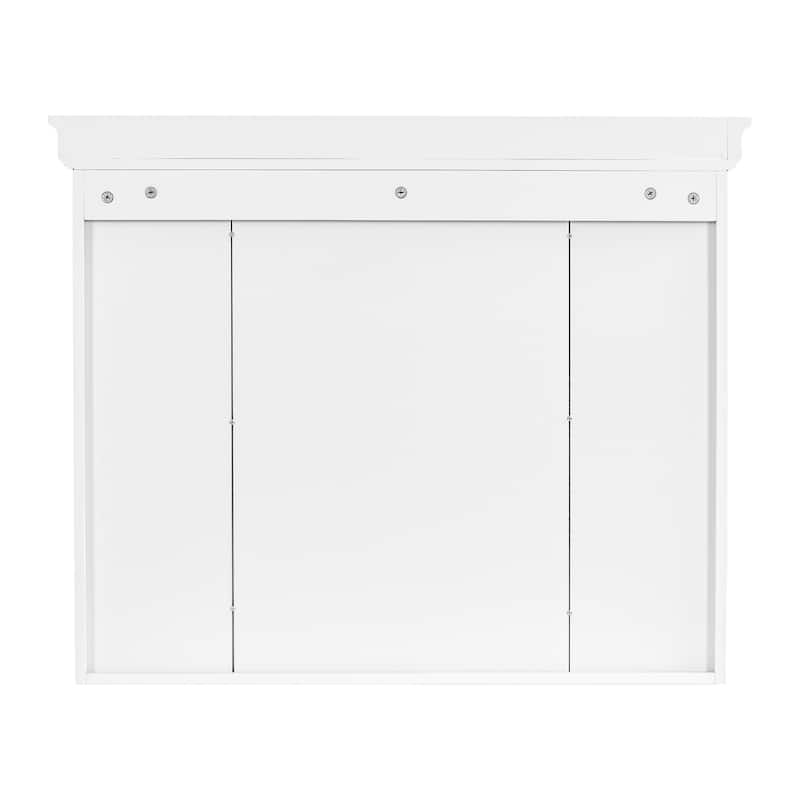 Roomfitters 35x28 Inch Wall Mounted Bathroom Storage Cabinet with Mirror Door and 6 Open Shelves