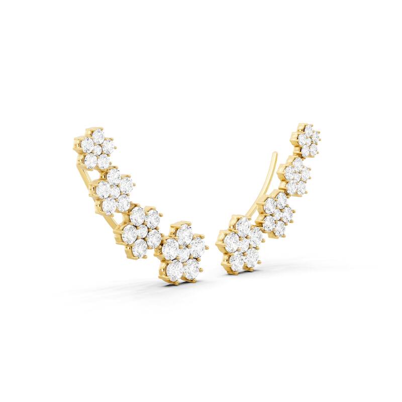 Auriya 14k Gold 6 1/4ctw Lab Grown Diamond Cluster Climber Earrings (E-F VS)