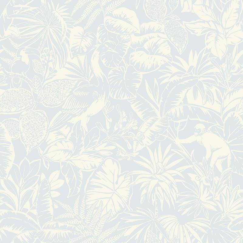Chesapeake Corcovado Light Blue Jungle Jamboree Wallpaper