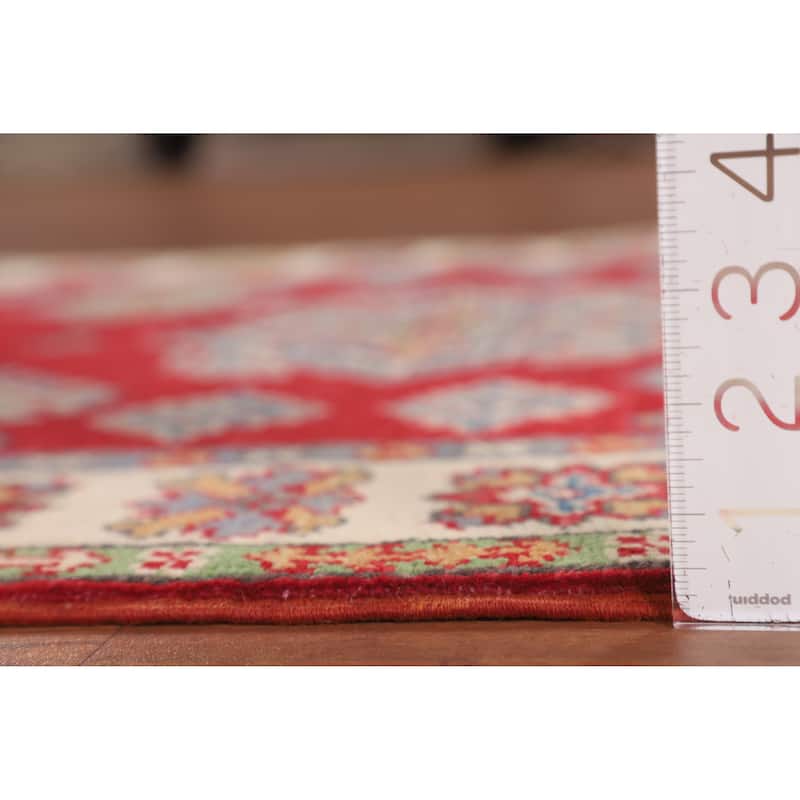 Red Kazak Oriental Accent Rug Hand-Knotted Wool Carpet - 3'5" x 4'11"