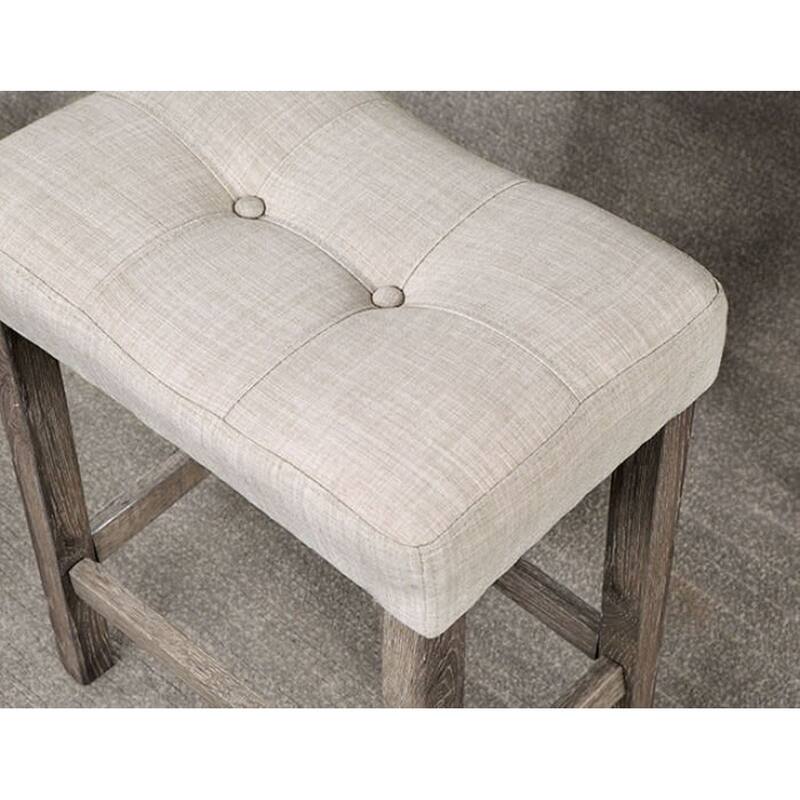 Transitional 5pc Counter Height Dining Set Counter HT Table and 4x Stools Linen-like Cushion Seat Dining Room