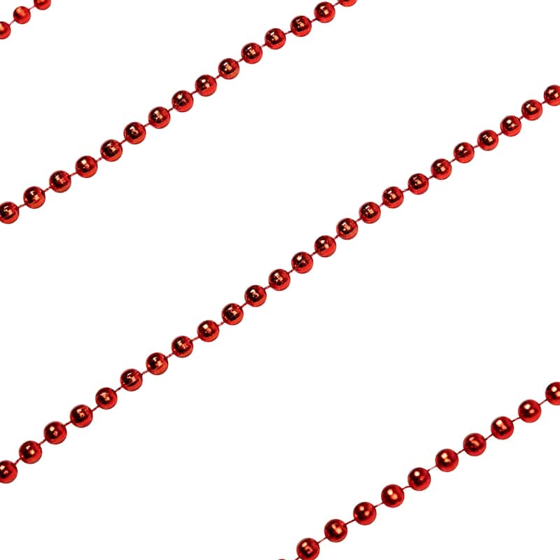 Shiny Metallic Faceted Beaded Christmas Garland - 15' x .25" - Red