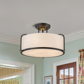 Drum Fabric 5-Light Semi Flush Mount Ceiling 18 in. - 17.7