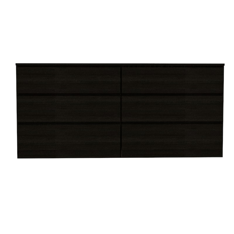 Wooden 6-Drawer Double Dresser - Black