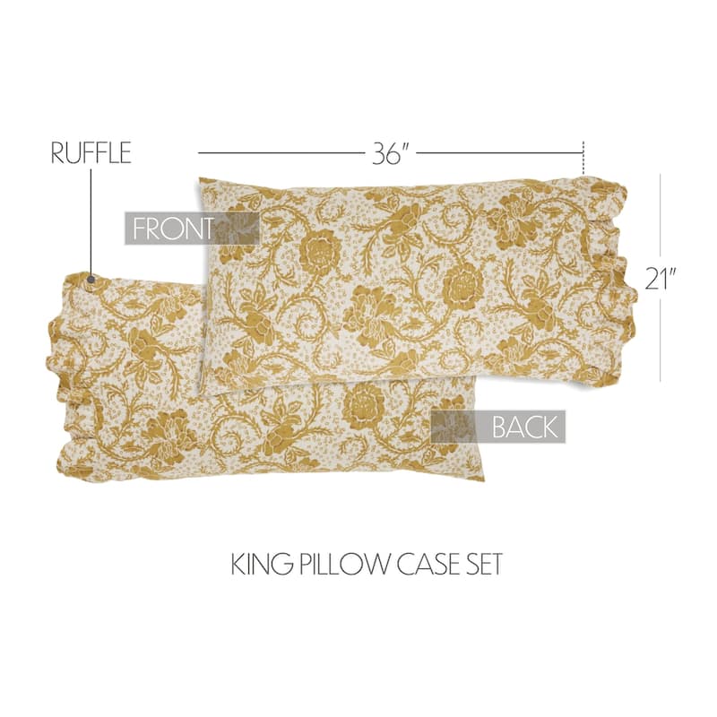 Dorset Gold Floral Pillow Case Set