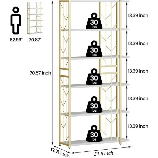 6 Tier Bookshelf Modern Storage Rack Shelf for Office - Bed Bath ...