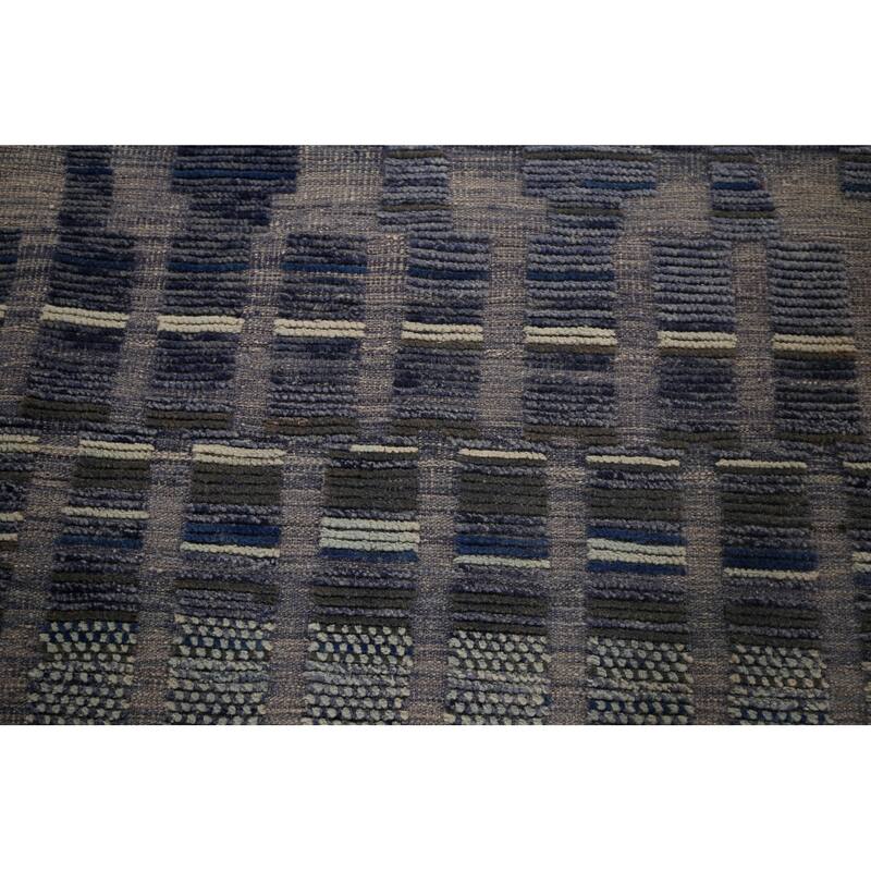 Blue Moroccan Palace Size Area Rug Handmade Wool Carpet - 14'9"x 18'0"