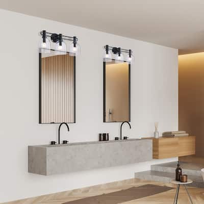 Astra 24 in. 3-Light Matte Black Vanity Wall Light for Bathrooms - 5.5