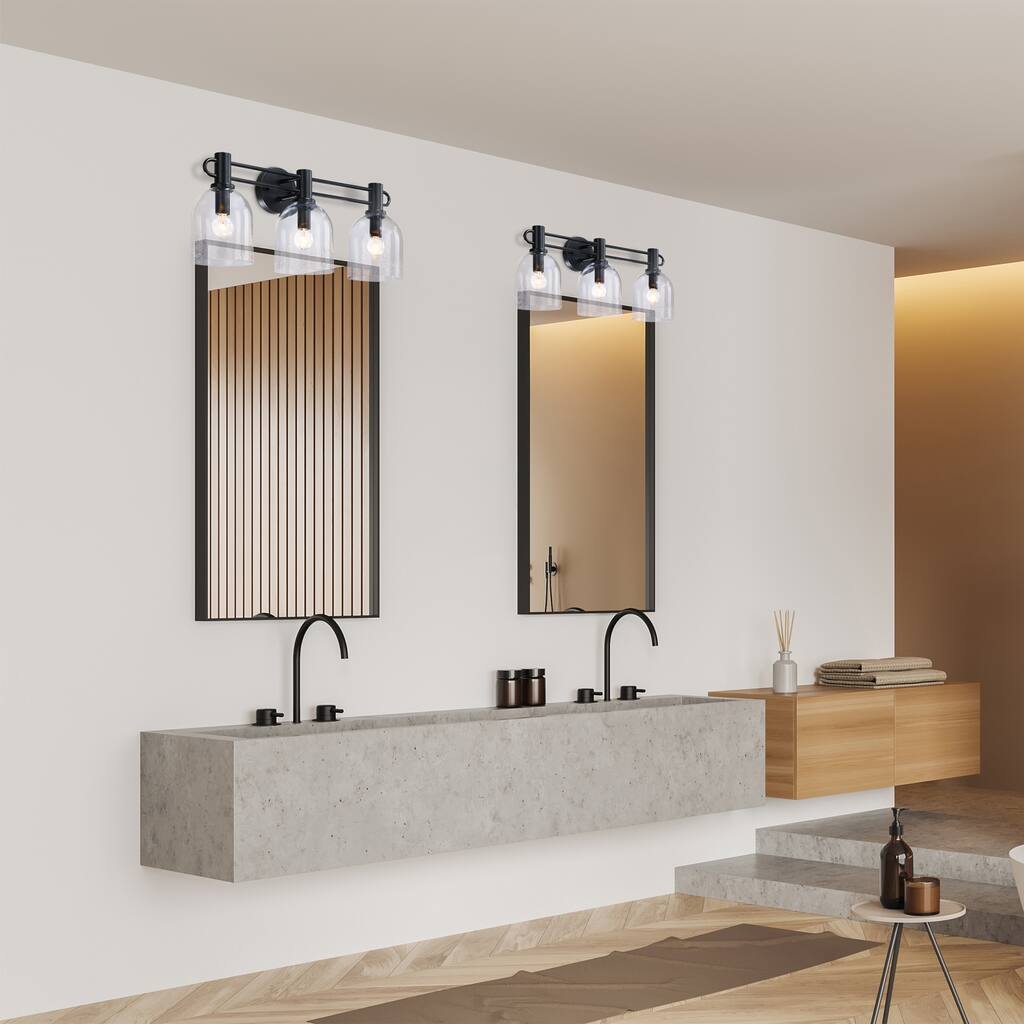 Astra 24 in. 3-Light Matte Black Vanity Wall Light for Bathrooms - 5.5
