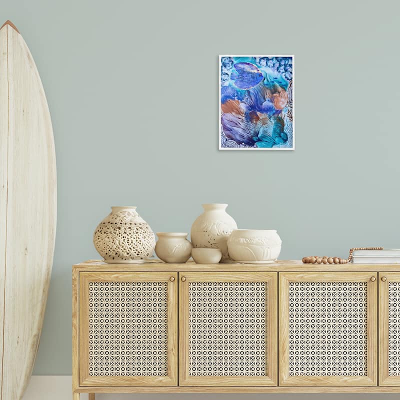Stupell Underwater Fish Sea Life Framed Giclee Art Design By Amy Tieman