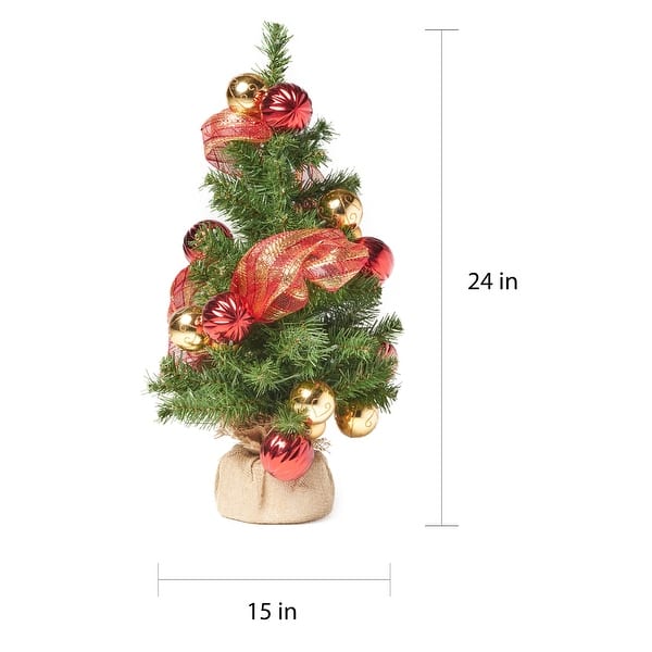 2-ft. Pre-lit Faux Noble Fir Christmas Tree w/ Clear LED by Christopher Knight Home