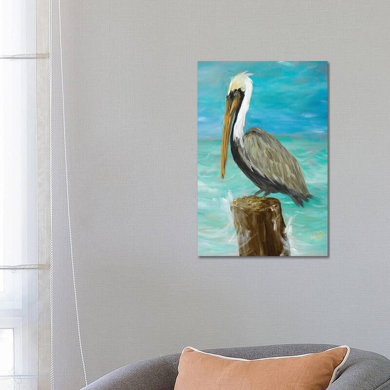 iCanvas "Single Pelican on Post" by Julie Derice Canvas Print - 26x18x1.5