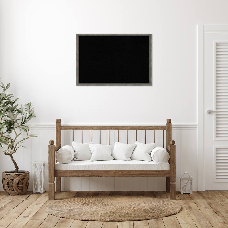 Burnished Concrete Narrow Wood Framed Black Corkboard Bulletin Board