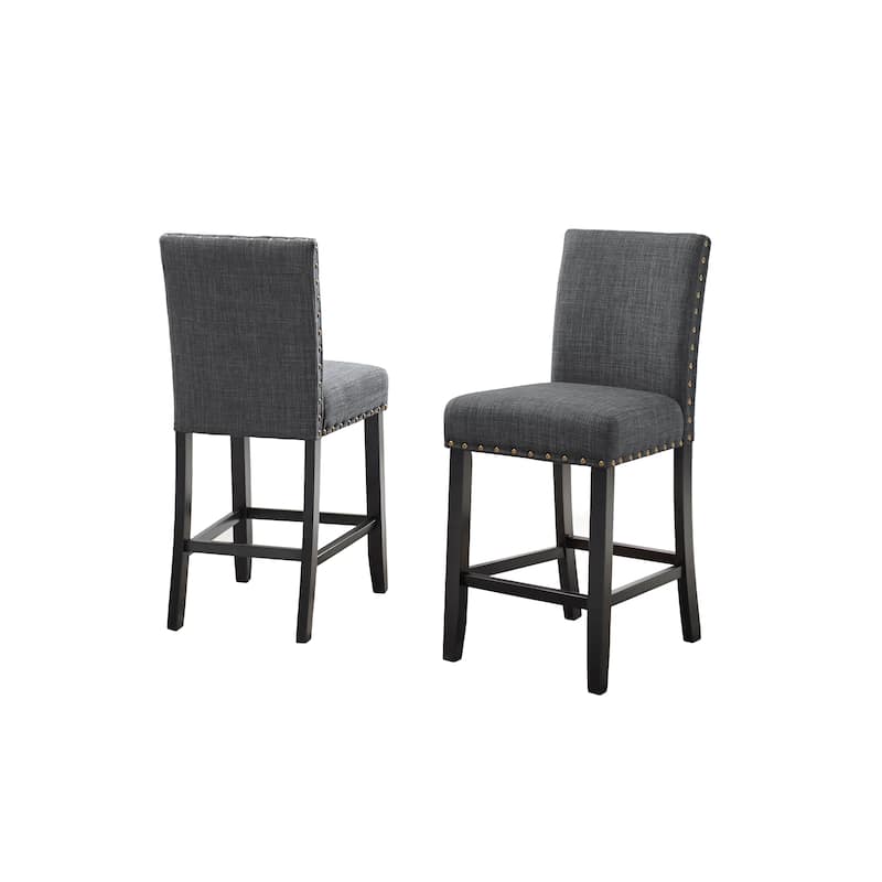 Biony Fabric Counter Height Stools with Nailhead Trim, Set of 2
