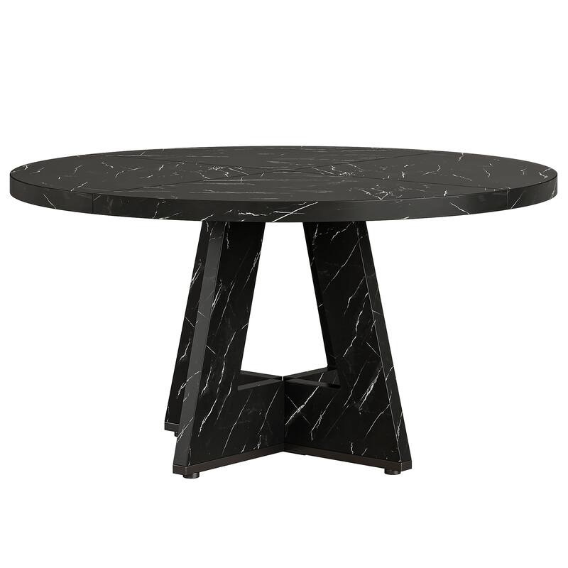 47" Round Conference Table Meeting Room Table with Thickened Top Wood Base Modern Training Desk for Conference/Seminar Room