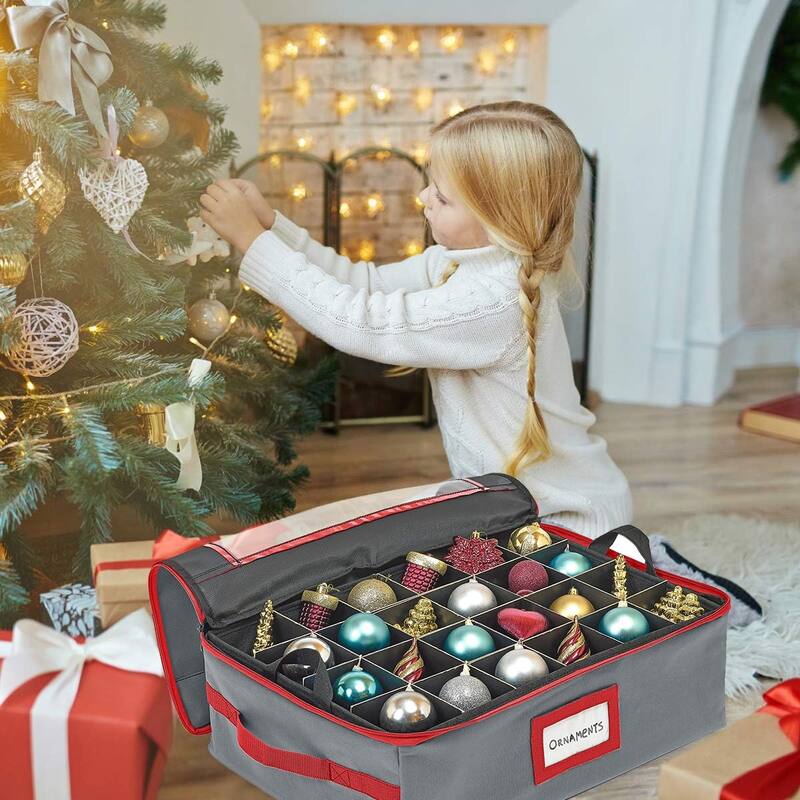 Underbed Christmas Ornament Storage Container - Holds up to 48-3 Inch Ornaments – Two Individual Removable Trays