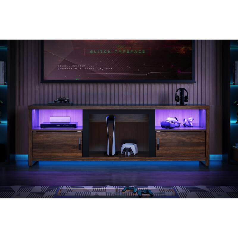 70" TV Stand Modern Entertaintment Center TV Console for 75" TVs with LED Lights - 71 inches