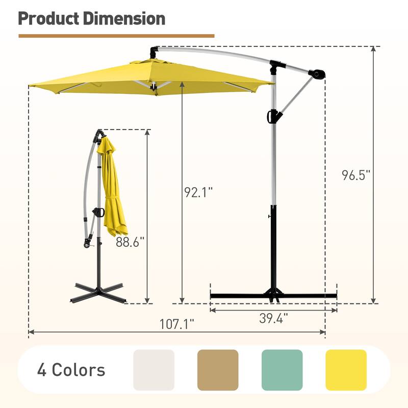 COSIEST 9ft Outdoor Patio Umbrella Offset Hanging Umbrella