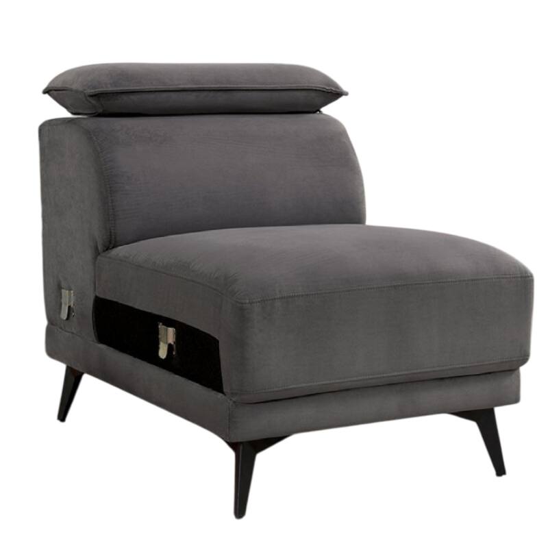 Panie Modular Armless Lounge Chair, Adjustable Headrest, Dark Gray Fabric