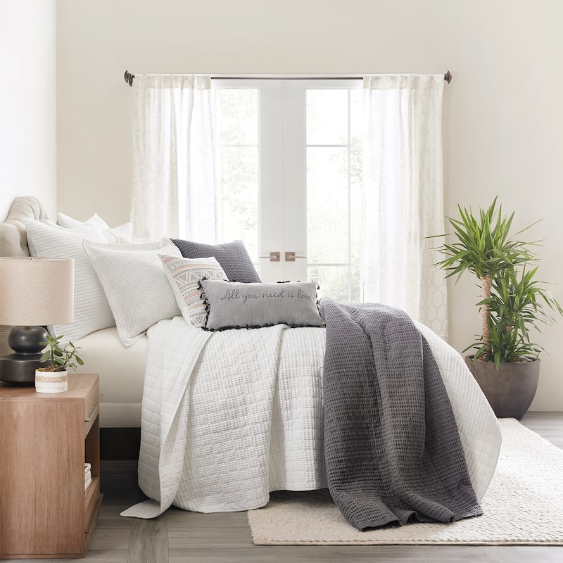 Mills Waffle Charcoal Full/Queen Quilt Set - Levtex Home