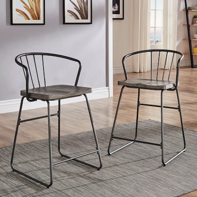 Mabel Iron and Wood Counter Height Chair (Set of 2) by iNSPIRE Q Modern