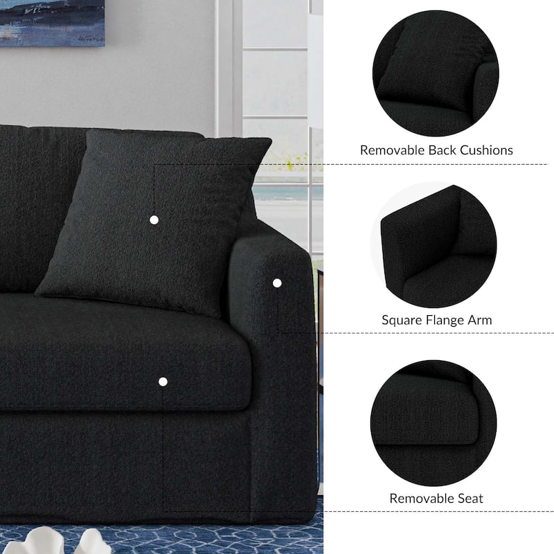 Riccardo 85" Modern Slipcovered Sofa with Square Flange Arm by HULALA HOME