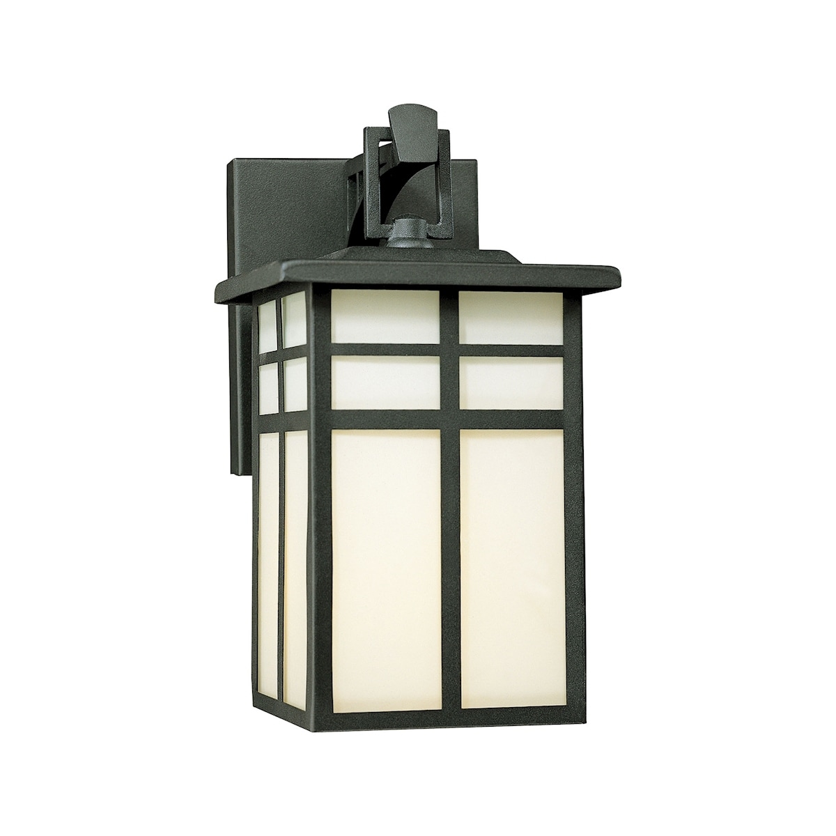 Elk Home Mission Black With White Glass 1 Light Outdoor Wall Sconce