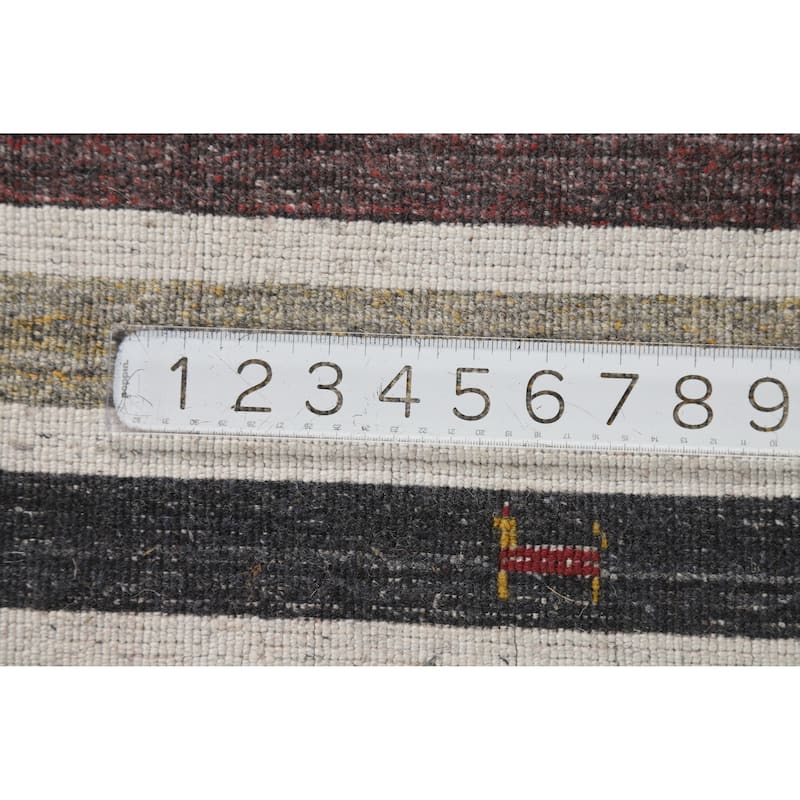 Hand Knotted Oriental 100% Wool Carpet Tribal Stripe Multi-Colored Gabbeh Area Rug - 5' 6'' X 3' 11''