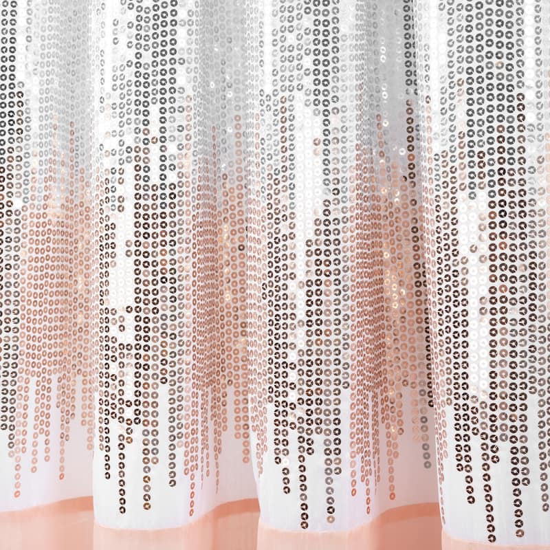 Silver Orchid Page Two-tone Faux Silk Glamorous Sequins Sparkle Single Curtain Panel