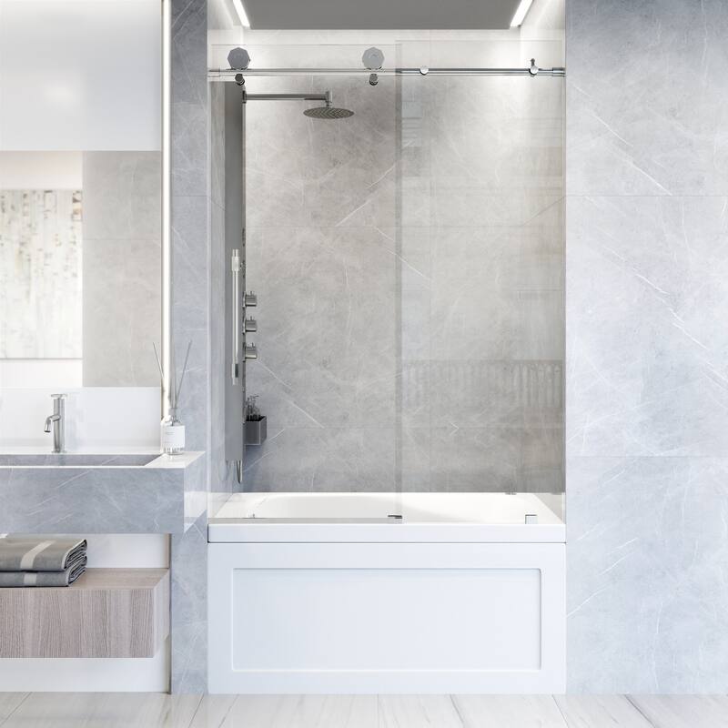VIGO Elan Hart 56" to 60" W x 66" H Frameless Sliding Tub Door - Chrome