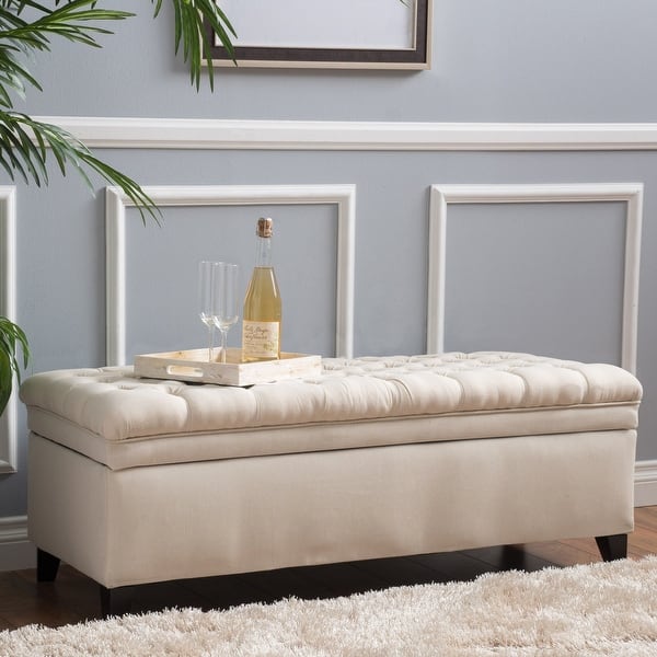 Hastings Tufted Fabric Storage Bench by Christopher Knight Home