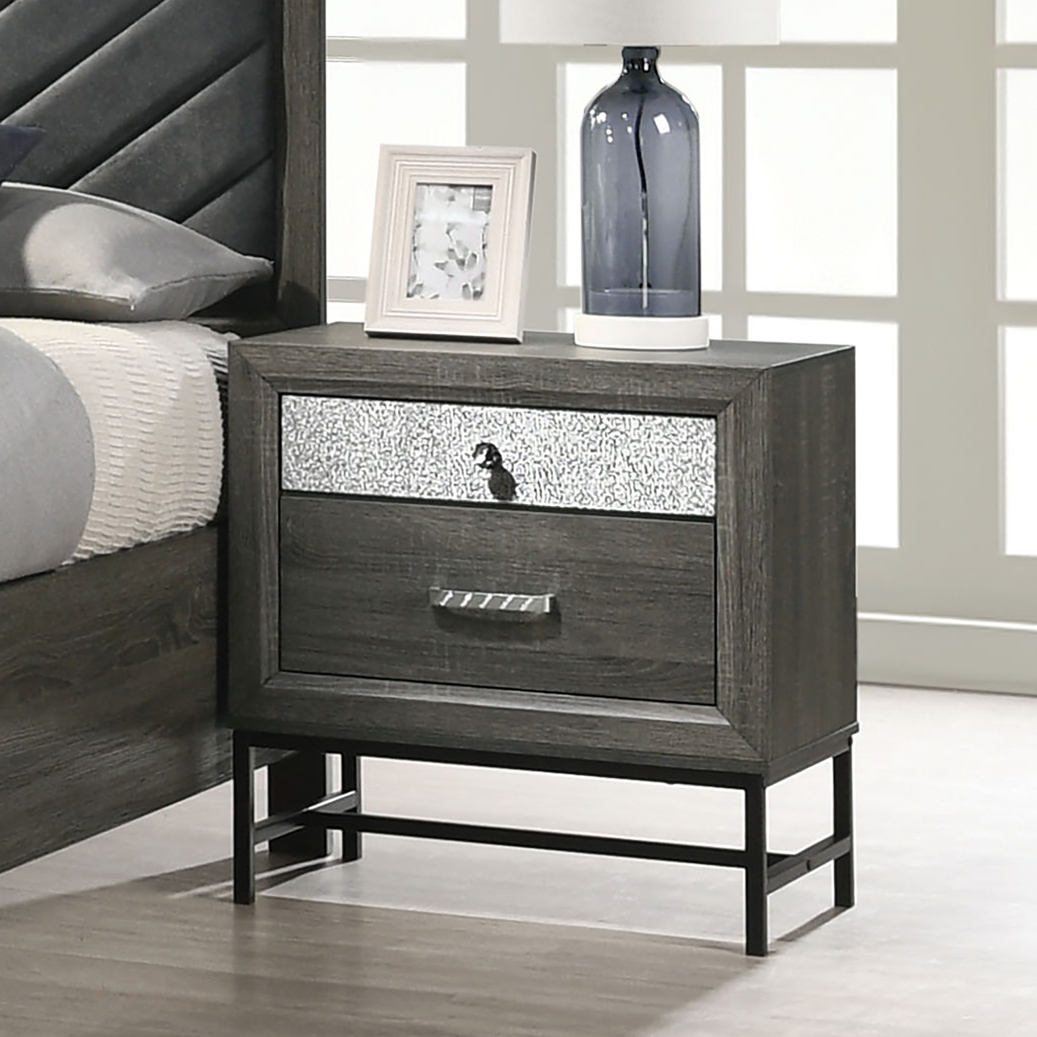 Furniture of America Heinisk Contemporary Grey 2-Drawer Nightstand