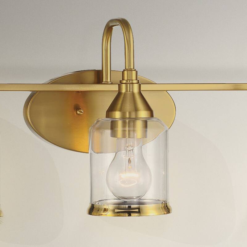 Livex Brushed Gold Triple Vanity Light with Clear Glass