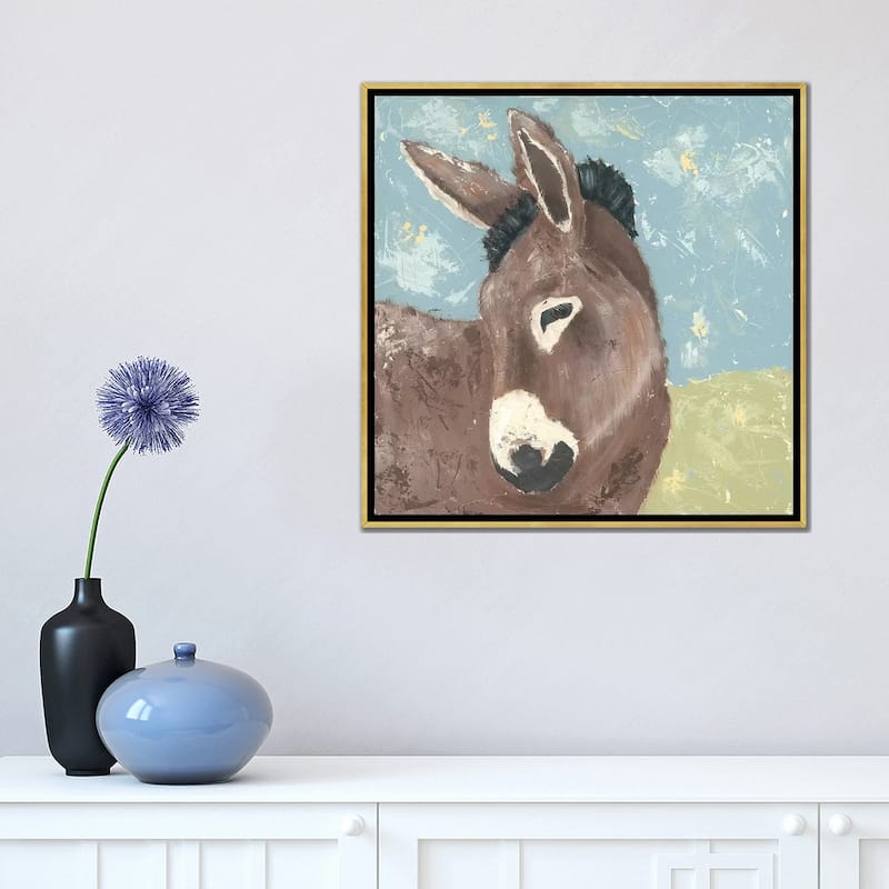 iCanvas "Farm Life-Donkey" by Jade Reynolds Framed Canvas Print