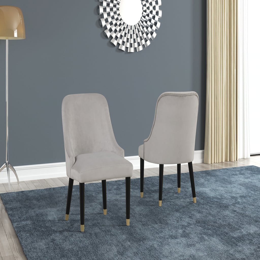 Upholstered Rounded Back Chairs 2pc Set Gray,without table