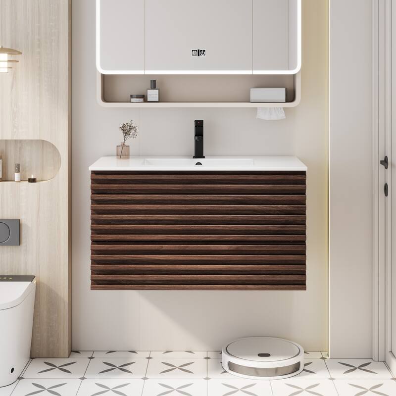 Bathroom Vanity with Drop-In Sink Wall-Mounted Storage Cabinet